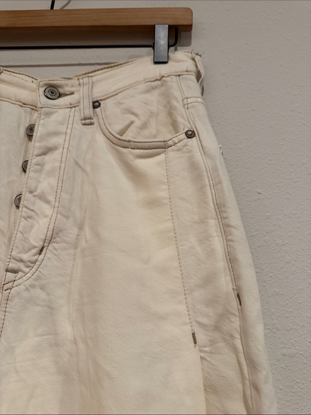 We The Free High-Rise Wide Leg Jeans in Cream - Picture 9 of 14